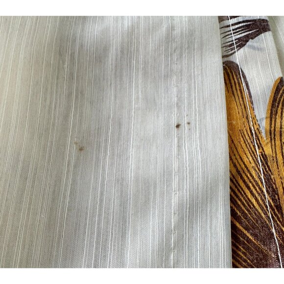 Vintage 1970s cream curtain, large brown, orange flowers, pleated, price for 1 - Picture 9 of 10